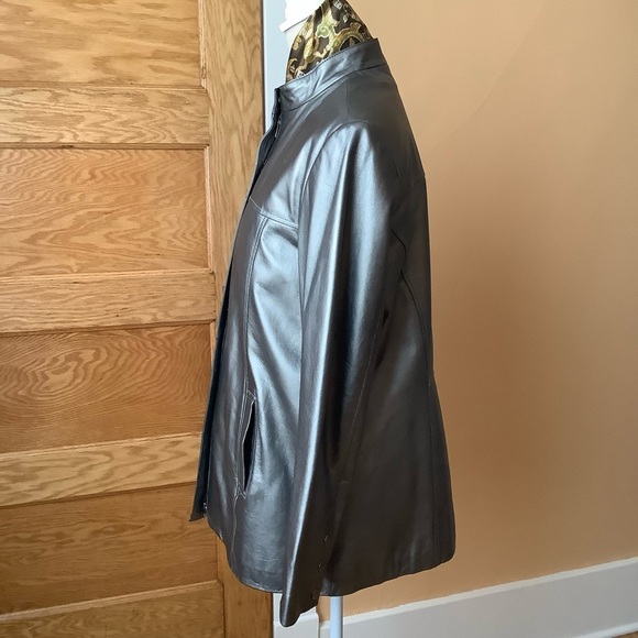 DANIER Metallic Italian Leather Jacket Removable Lining Size M - Picture 3 of 16